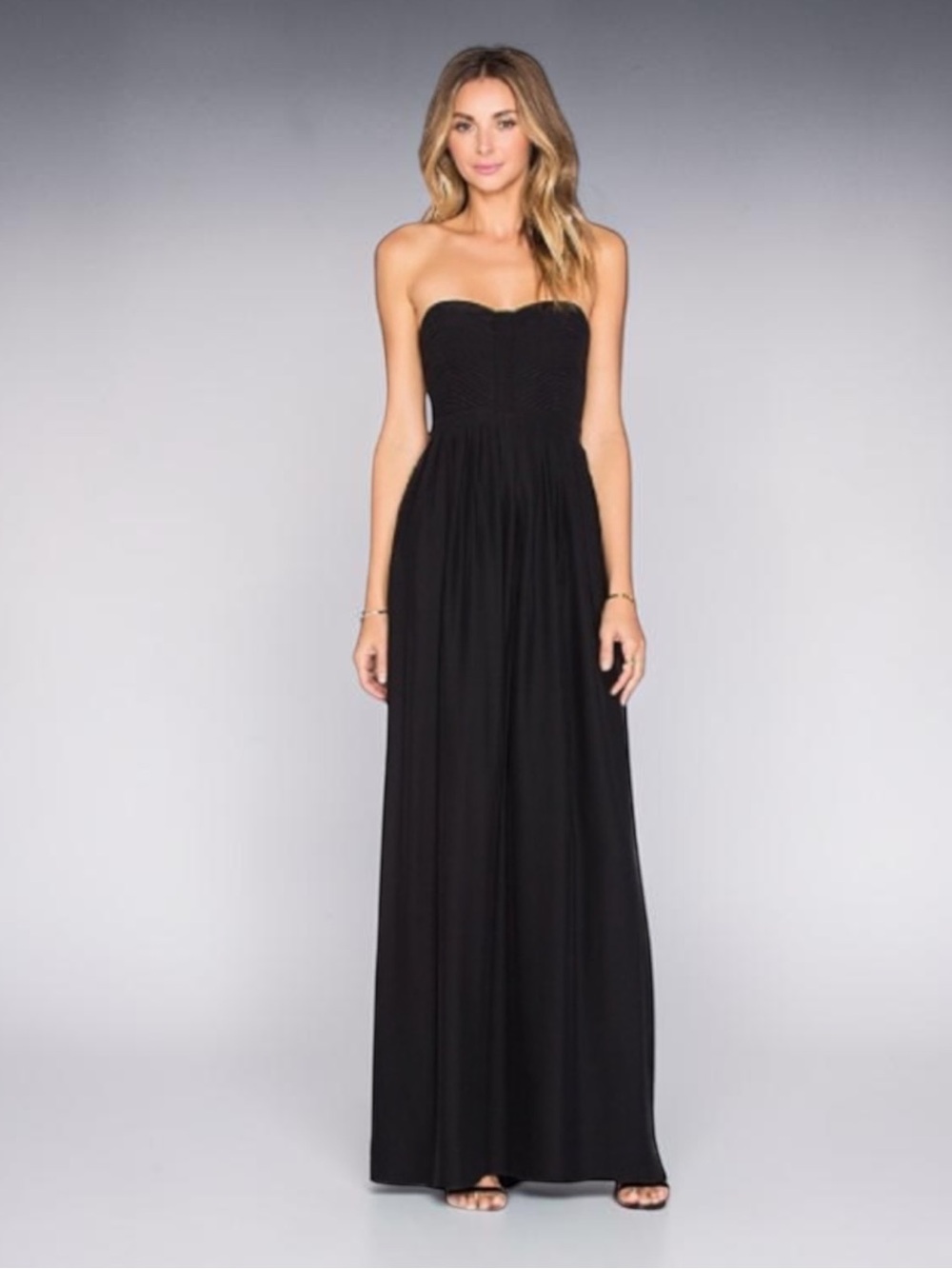 PARKER BLACK BAYOU Black Silk Maxi Dress Evening Gown Size 6